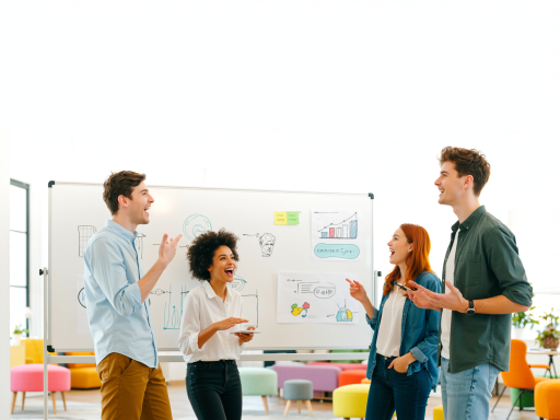 现代办公环境中团队协作的场景，明亮自然光线，商务人士讨论项目，白色背景